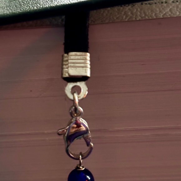 Elegant Black and Silver Bookmark with Crystal and blue Accents upcycled vintage - Picture 5 of 8